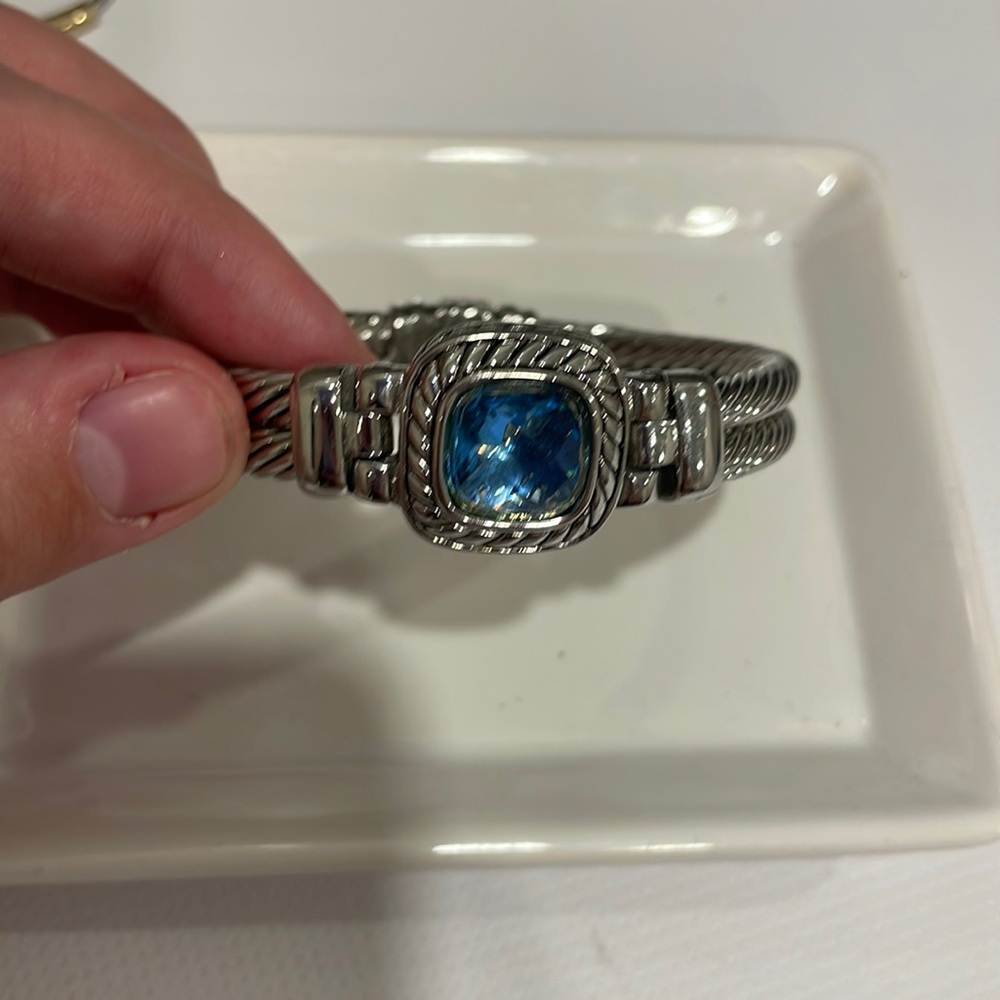 Silver Bracelet With Blue Stone